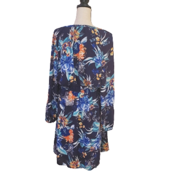 Ava & Viv Navy Multi-Color Floral Long Sleeve Dress, Size 1X - Picture 12 of 16